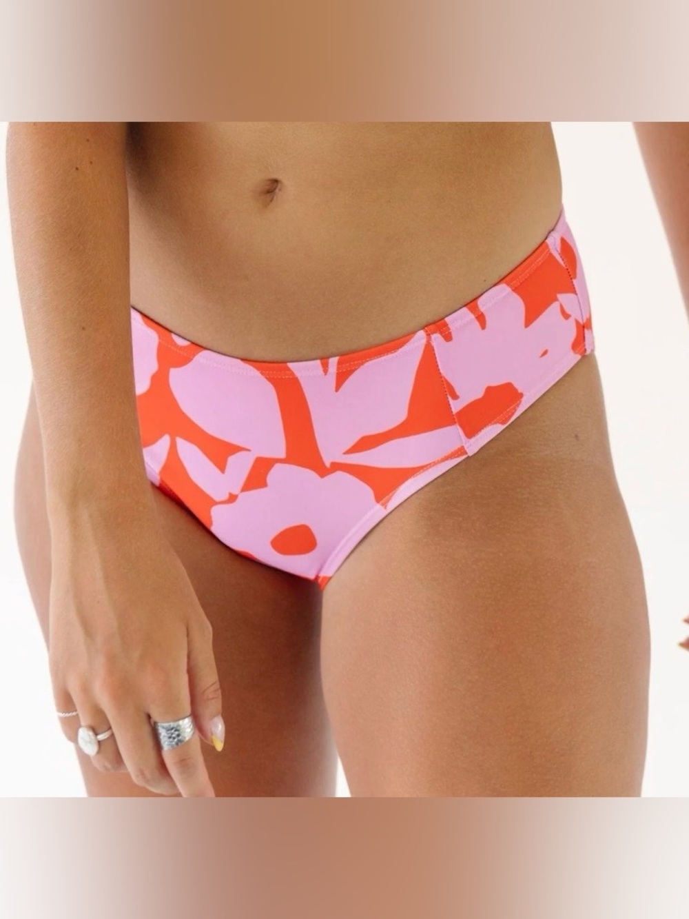 Pink & Orange Floral Hipster Swim Bottom